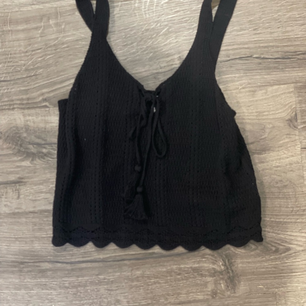 Black Lace-Up Women's Top